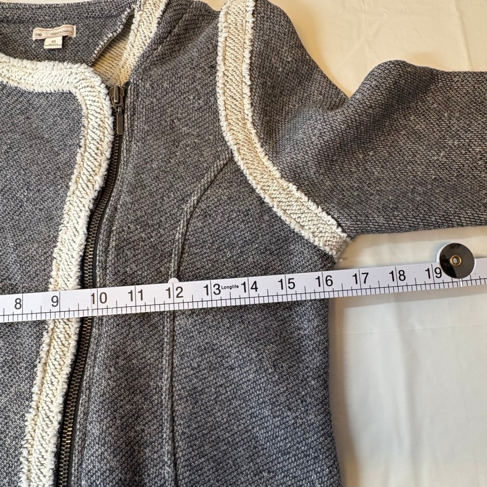 Gap Designed & Crafted Womens Grey Cotton Knit Moto Jacket Asymmetrical Zip XS - Picture 8 of 10